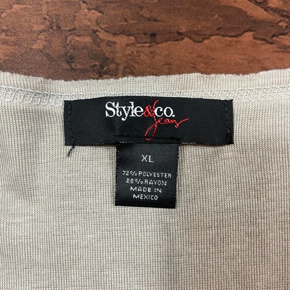 Style & Co. Floral Light Brown 3/4 Sleeve Top XL - Picture 4 of 5